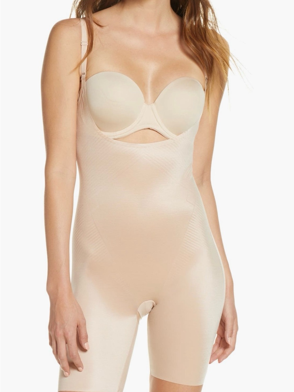 SPANXshape Invisible Open Bust Mid-Thigh Bodysuit